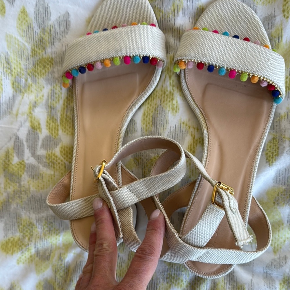J.Crew Fabric Ankle Strap Sandal.Size 8.5